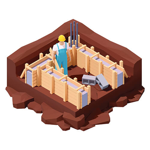 Illustration d'un ouvrier dans un chantier de coffrage