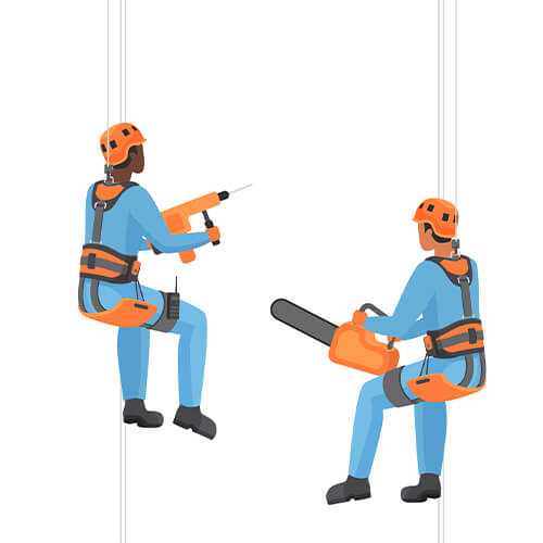 Illustration de deux cordistes travaillant